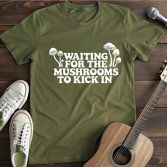 Printify T-Shirt Military Green / S Waiting Mushrooms T Shirt