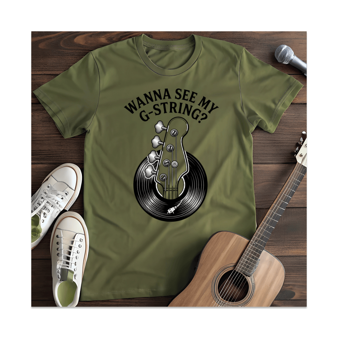 Printify T-Shirt Military Green / S Wanna See My G-String Bass T-Shirt