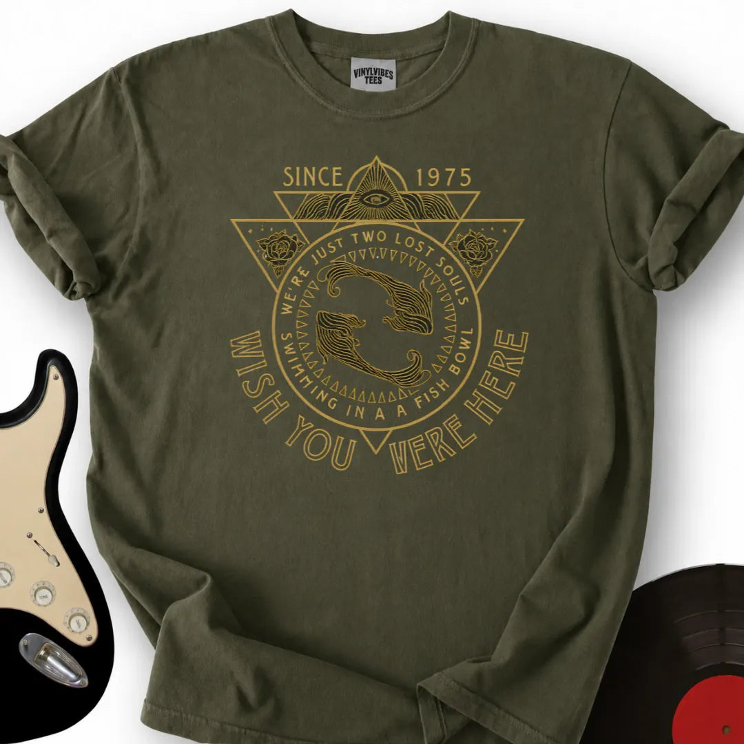 Printify T-Shirt Military Green / S Wish You Where Here T-Shirt