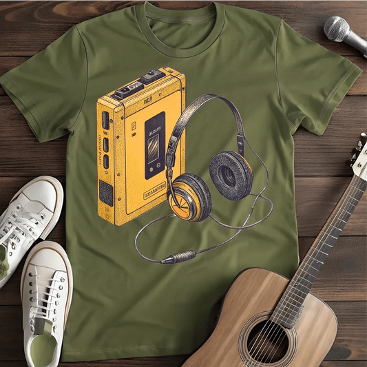 Printify T-Shirt Military Green / S Yellow Walkman T Shirt