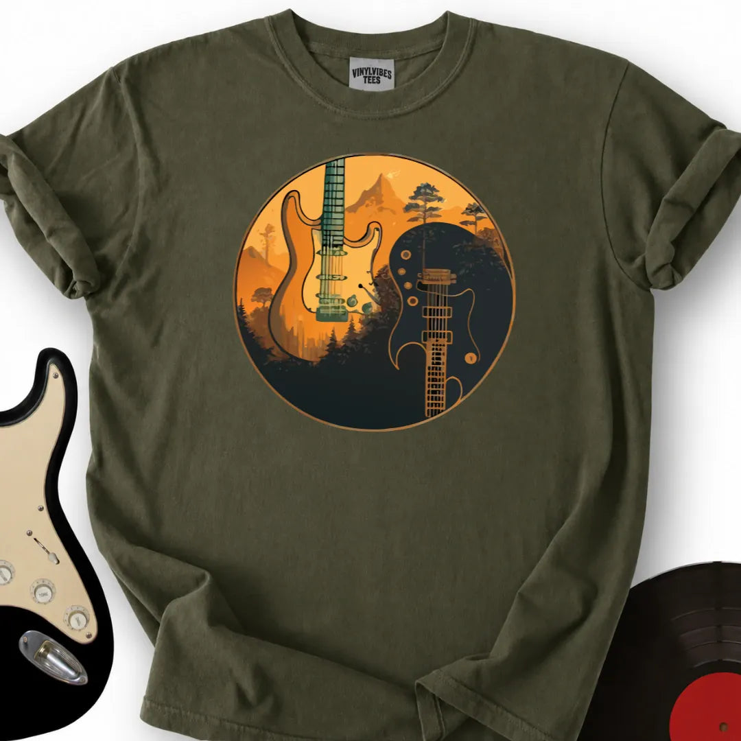 Printify T-Shirt Military Green / S Yin Yang Guitars T-Shirt