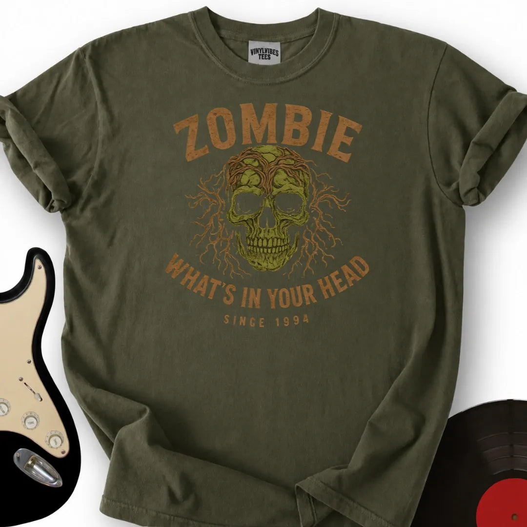 Printify T-Shirt Military Green / S Zombie Head T-Shirt