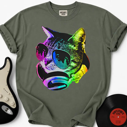 Printify T-Shirt Moss / S Music Cat Premium T-Shirt