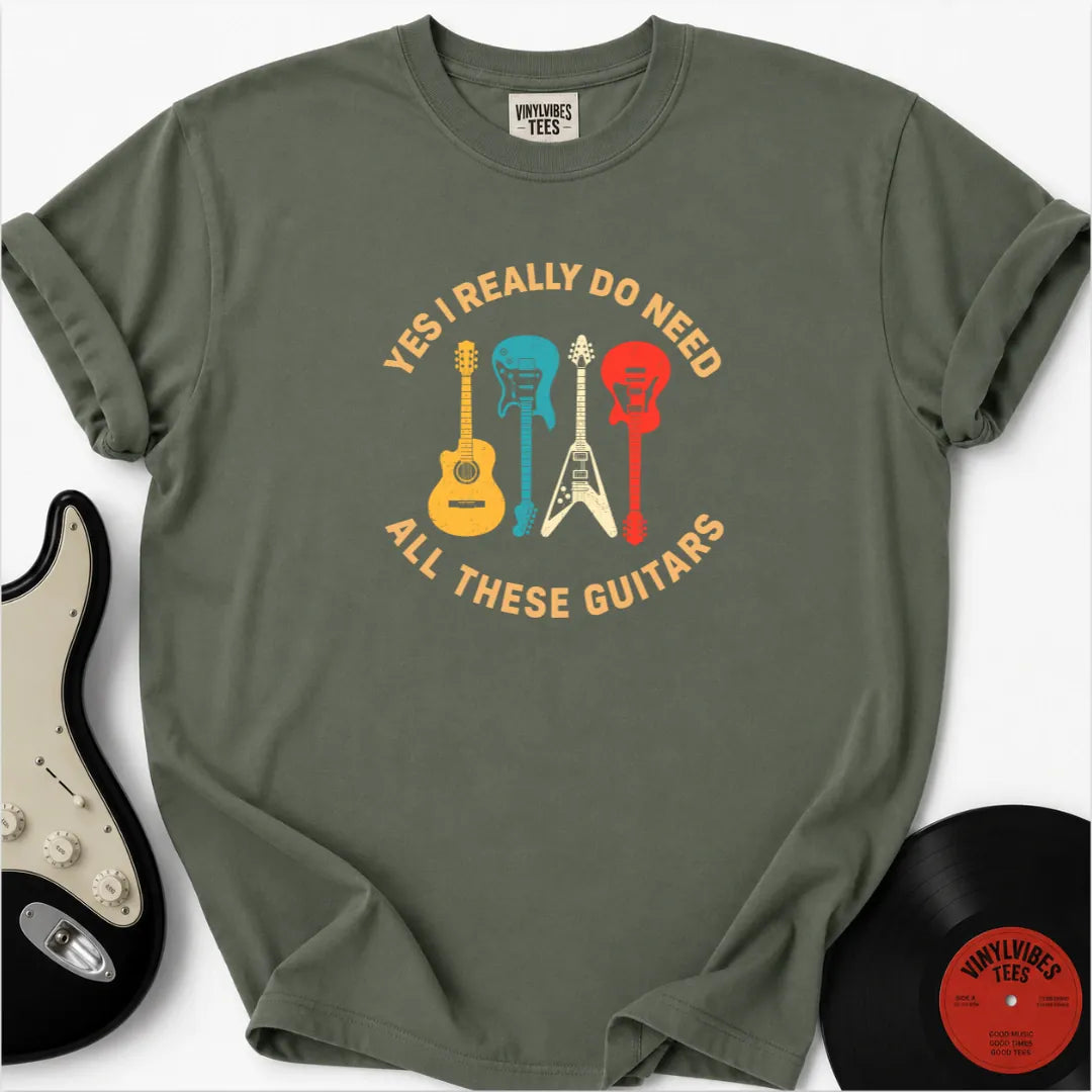 Printify T-Shirt Moss / S Need These Guitars Premium T-Shirt