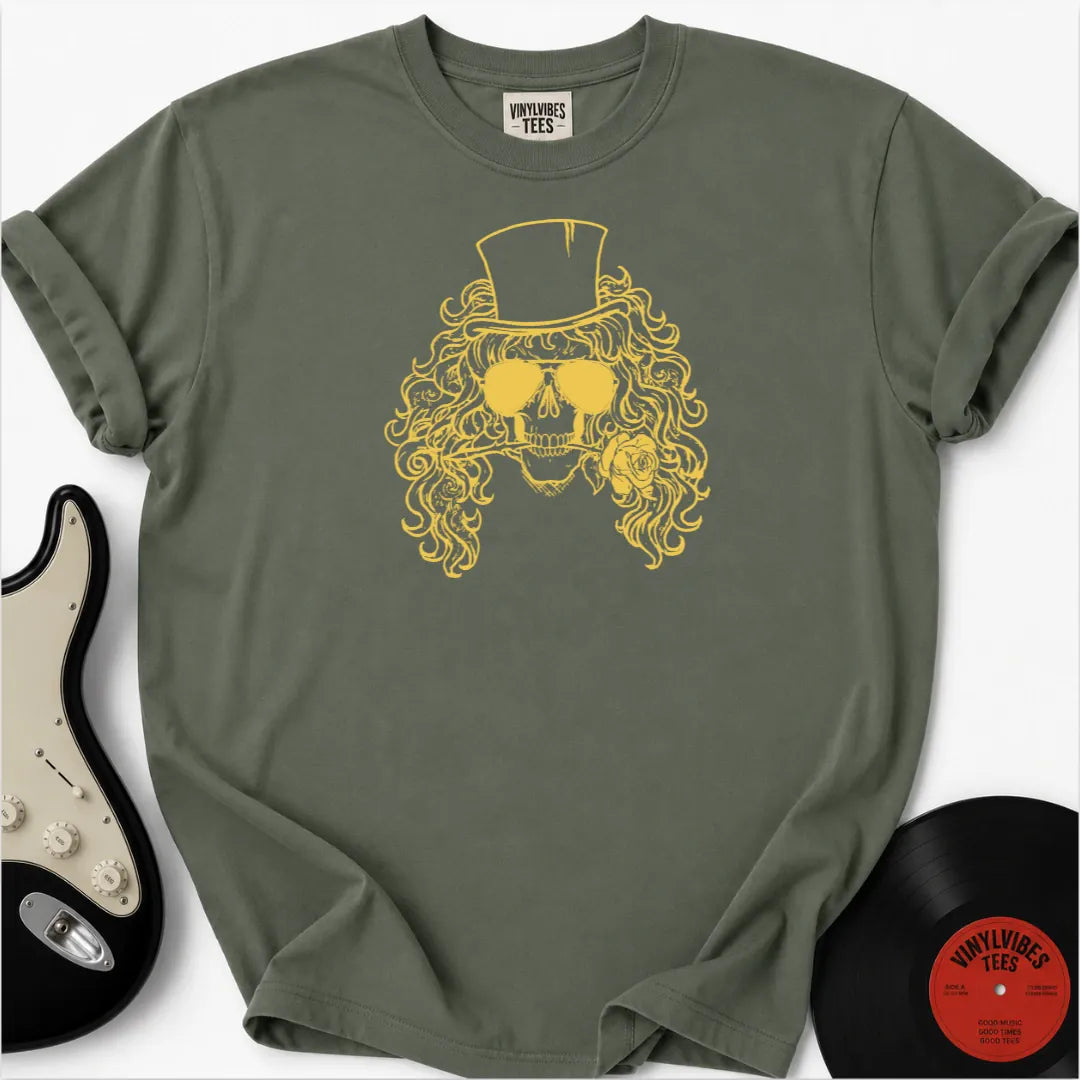 Printify T-Shirt Moss / S Skull Rose Premium T-Shirt