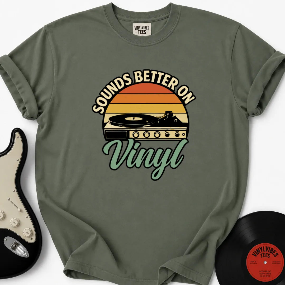 Printify T-Shirt Moss / S Sounds Better On Vinyl Premium T-Shirt