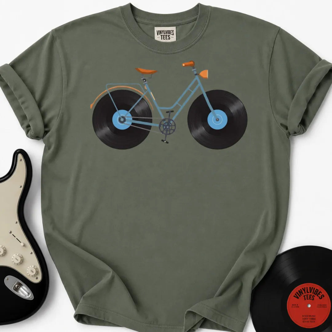 Printify T-Shirt Moss / S Vinyl Bike Premium T-Shirt