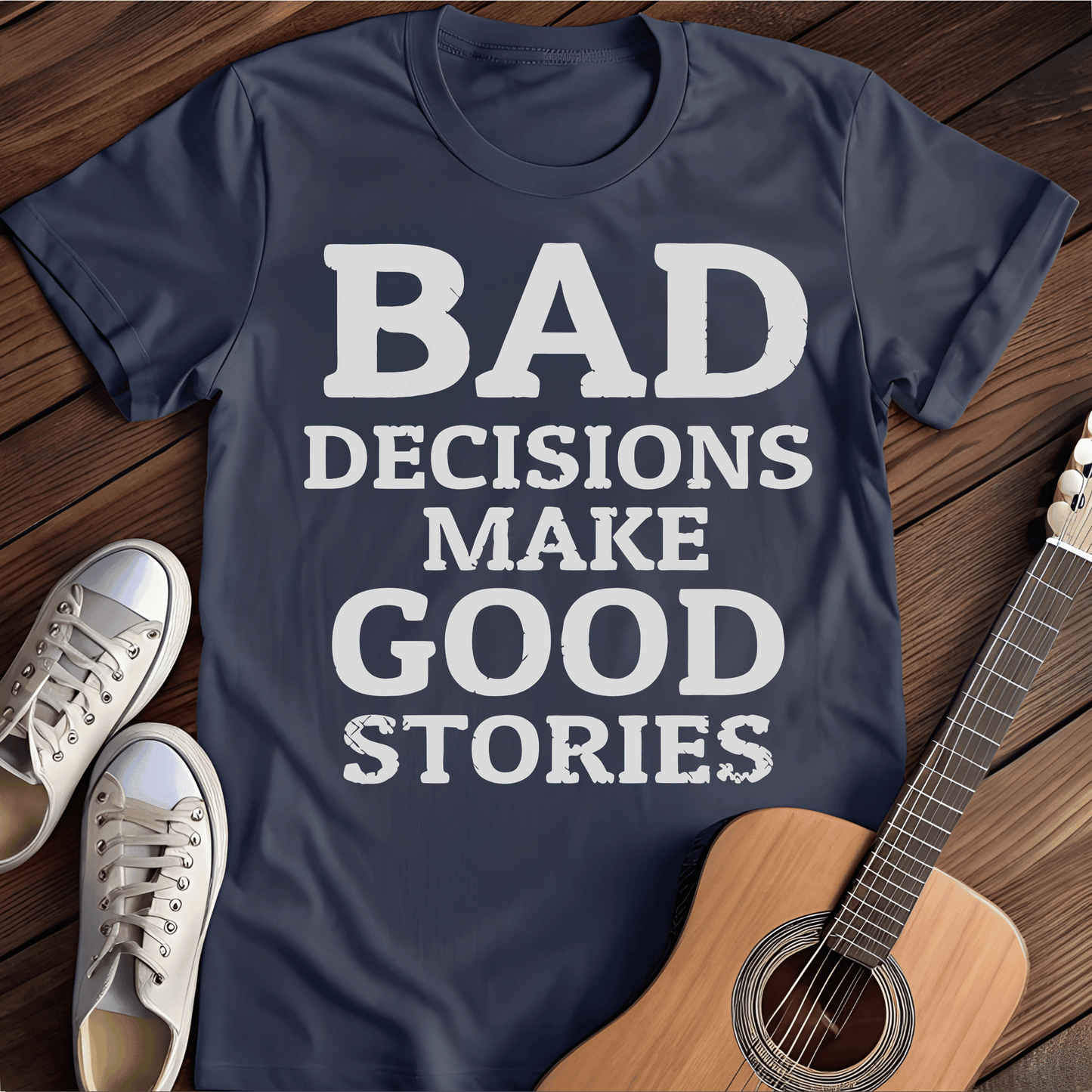 Printify T-Shirt Navy / S Bad Decisions Tee