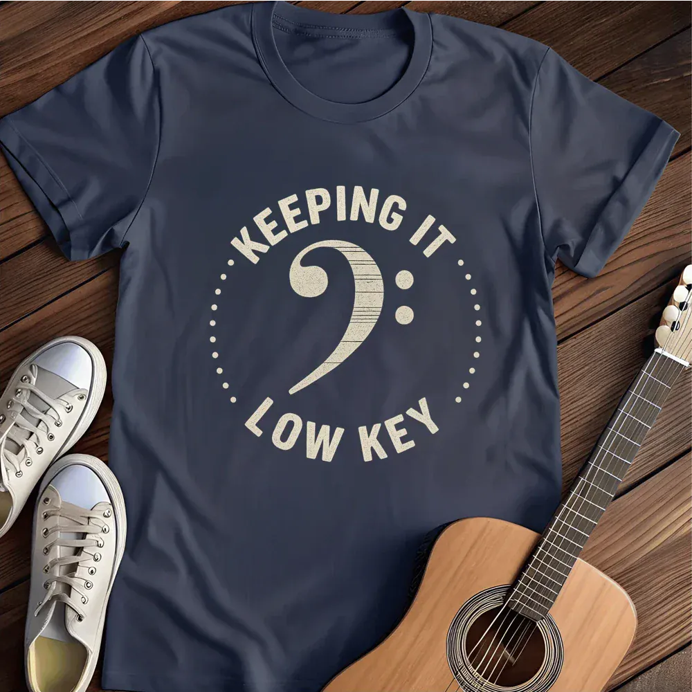 Printify T-Shirt Navy / S Bass Clef Keeping It Low Key T Shirt