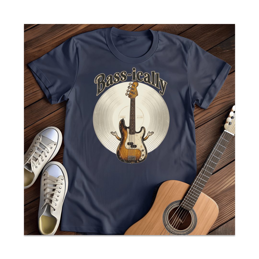 Printify T-Shirt Navy / S Bass-ically Guitar T-Shirt