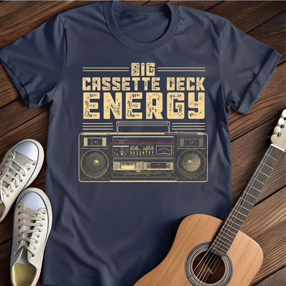 Printify T-Shirt Navy / S Big Cassette Deck Energy T Shirt