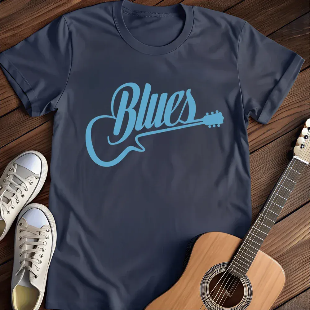 Printify T-Shirt Navy / S Blues Guitar T Shirt