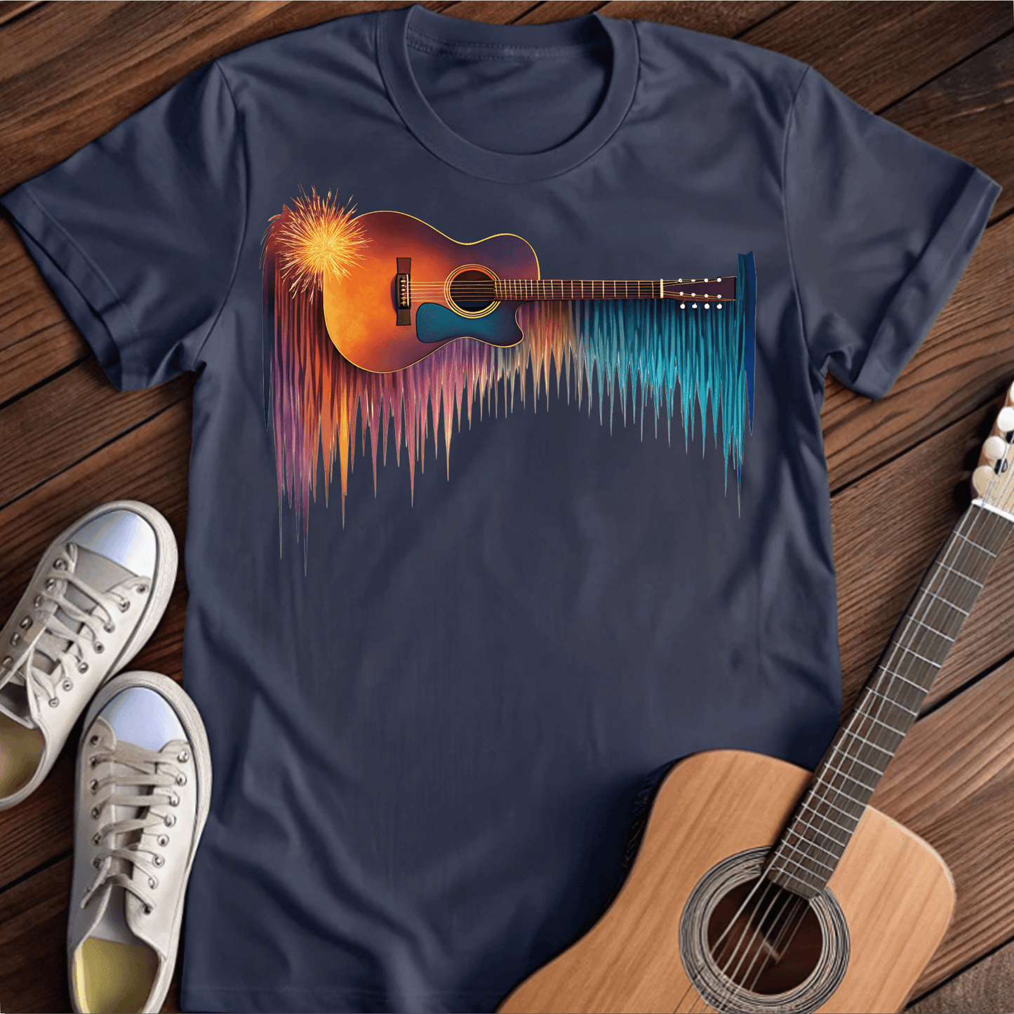 ⭐️⭐️⭐️⭐️⭐️ T-Shirt Navy / S Colorful guitar T-Shirt