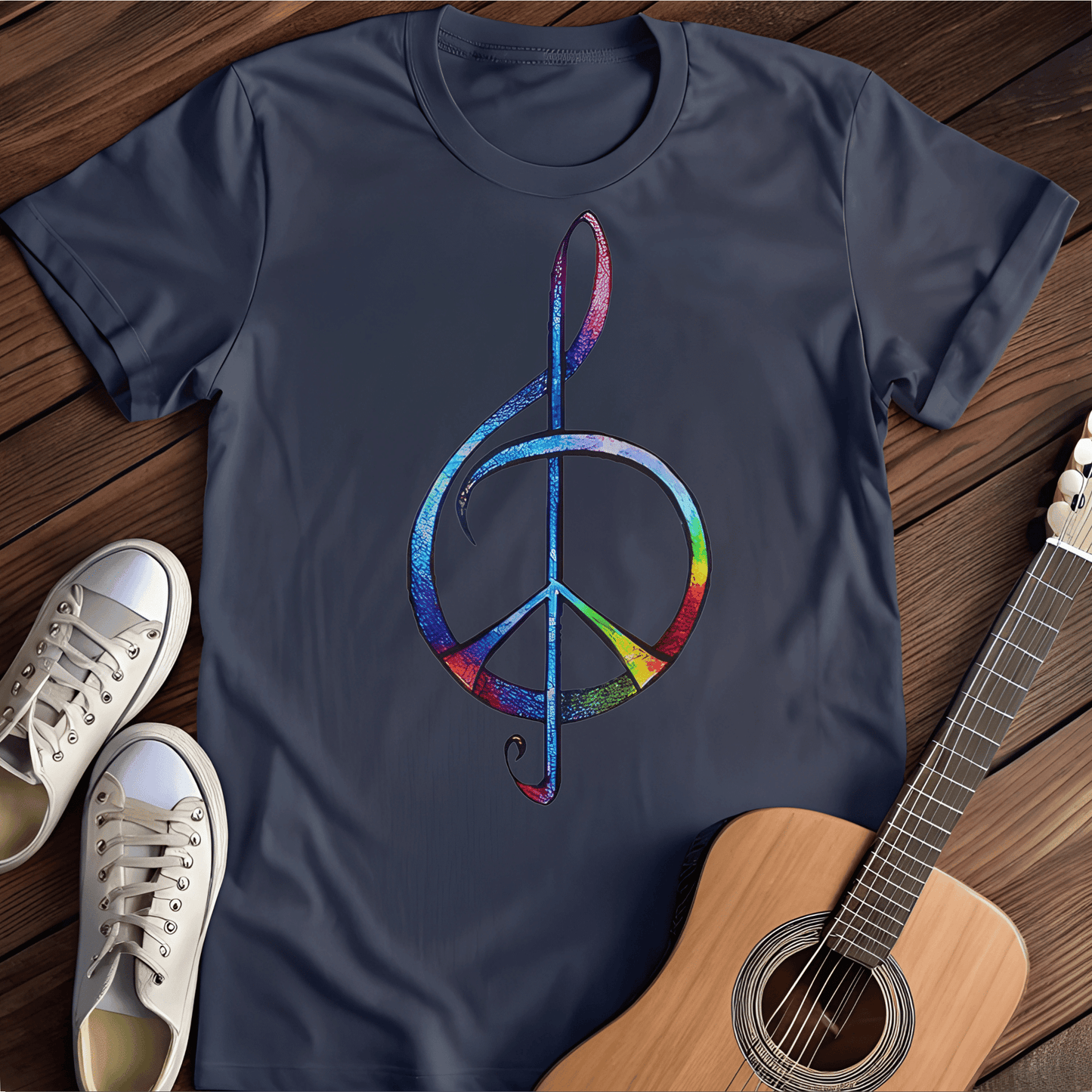 Printify T-Shirt Navy / S Colorful Peace Note Tee