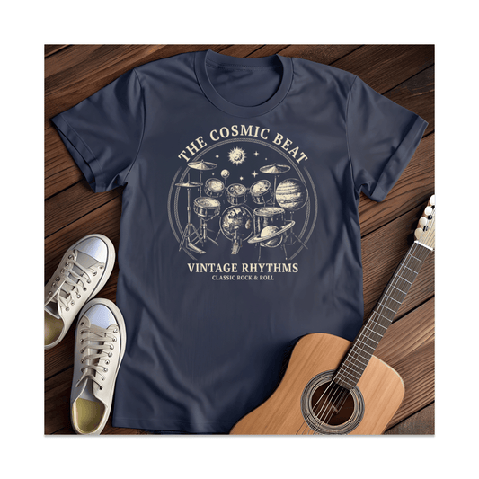 Printify T-Shirt Navy / S Cosmic Beat Drum Set T-Shirt