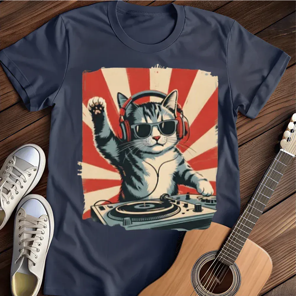 Printify T-Shirt Navy / S Dj Kitty Kat T Shirt