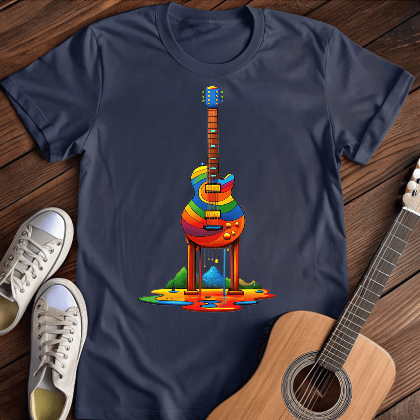 ⭐️⭐️⭐️⭐️⭐️ T-Shirt Navy / S Drippin Guitar T-Shirt