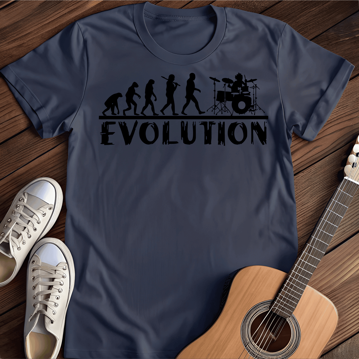 Printify T-Shirt Navy / S Drummer Evolution black Tee