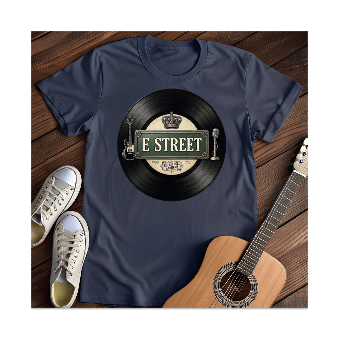 Printify T-Shirt Navy / S E Street Rock & Roll Vinyl T-Shirt
