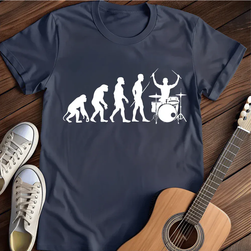 Printify T-Shirt Navy / S Evolution Of A Drummer The Myth Time To Evolve T Shirt