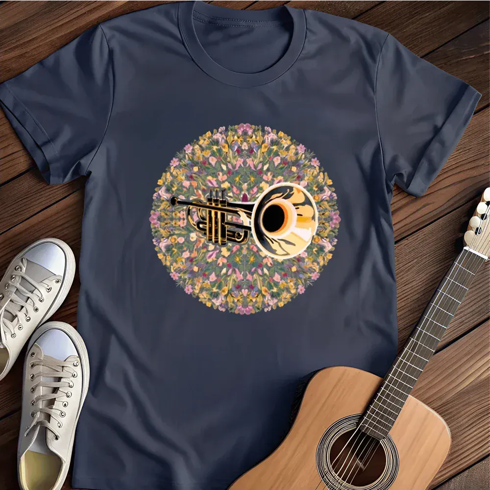 Printify T-Shirt Navy / S Flowery Trumpet Licks T Shirt