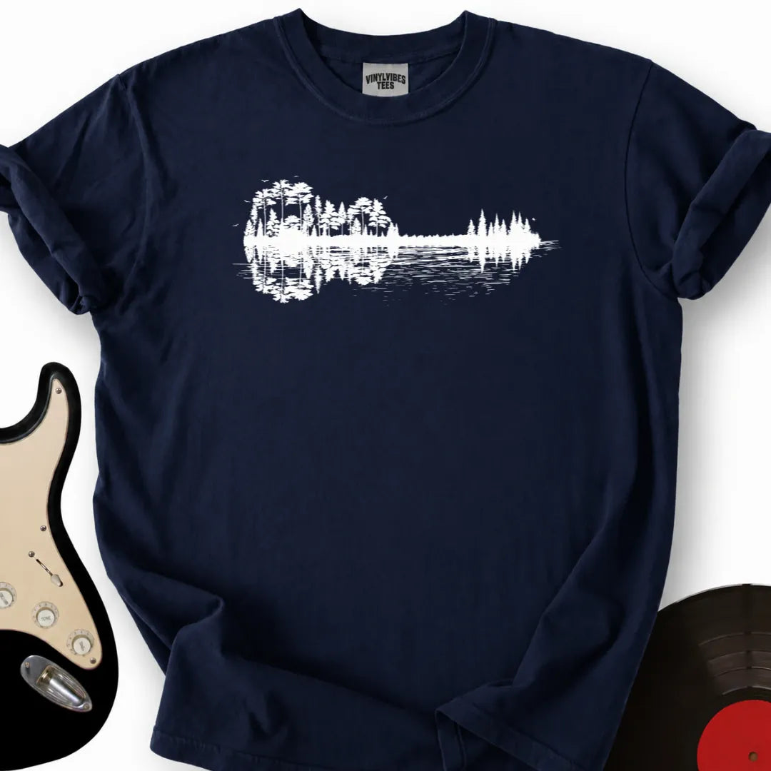 Printify T-Shirt Navy / S Forest Guitar T-Shirt