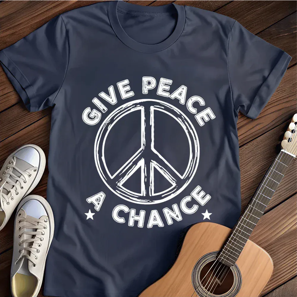Printify T-Shirt Navy / S Give Peace A Chance T Shirt