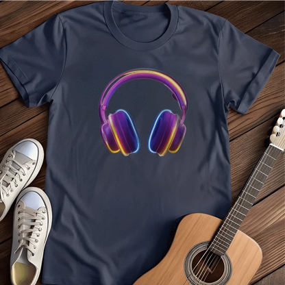 Printify T-Shirt Navy / S Glowing Headphones T Shirt