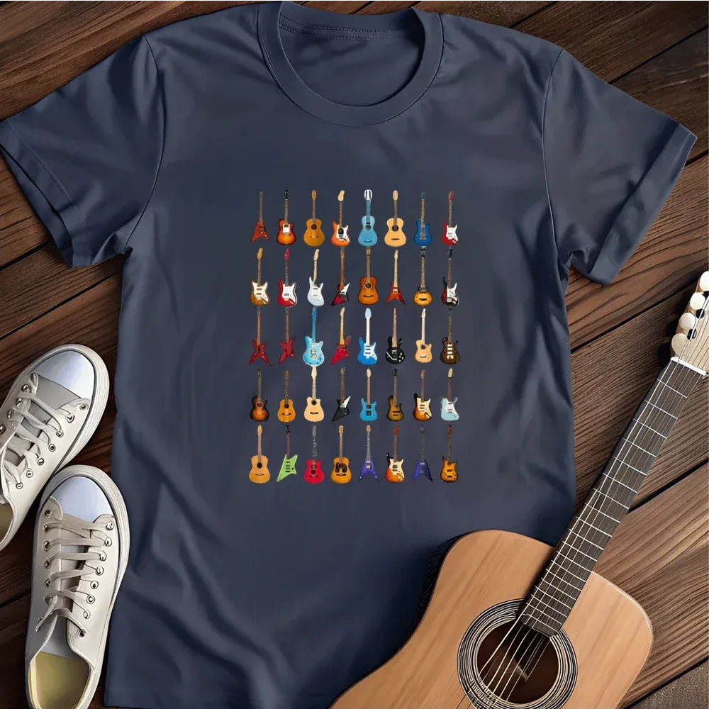 Printify T-Shirt Navy / S Guitar Camouflage T Shirt