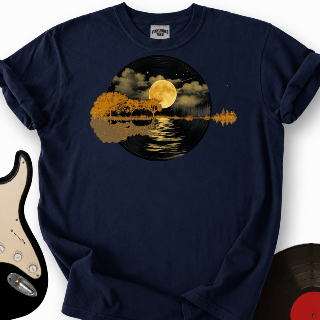 Printify T-Shirt Navy / S Guitar Lake T- Shirt