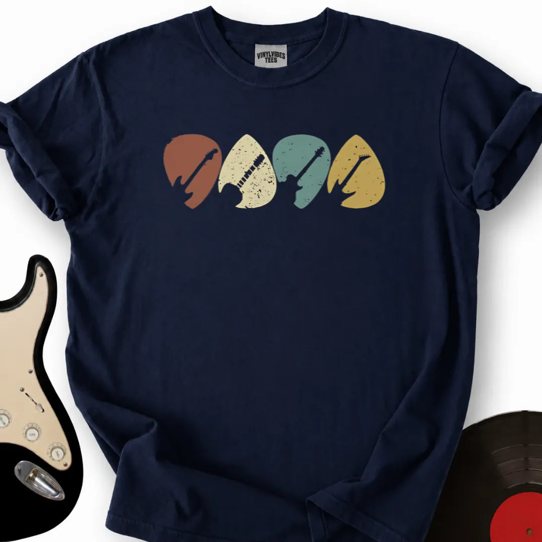 Printify T-Shirt Navy / S Guitar Plectrums T-Shirt