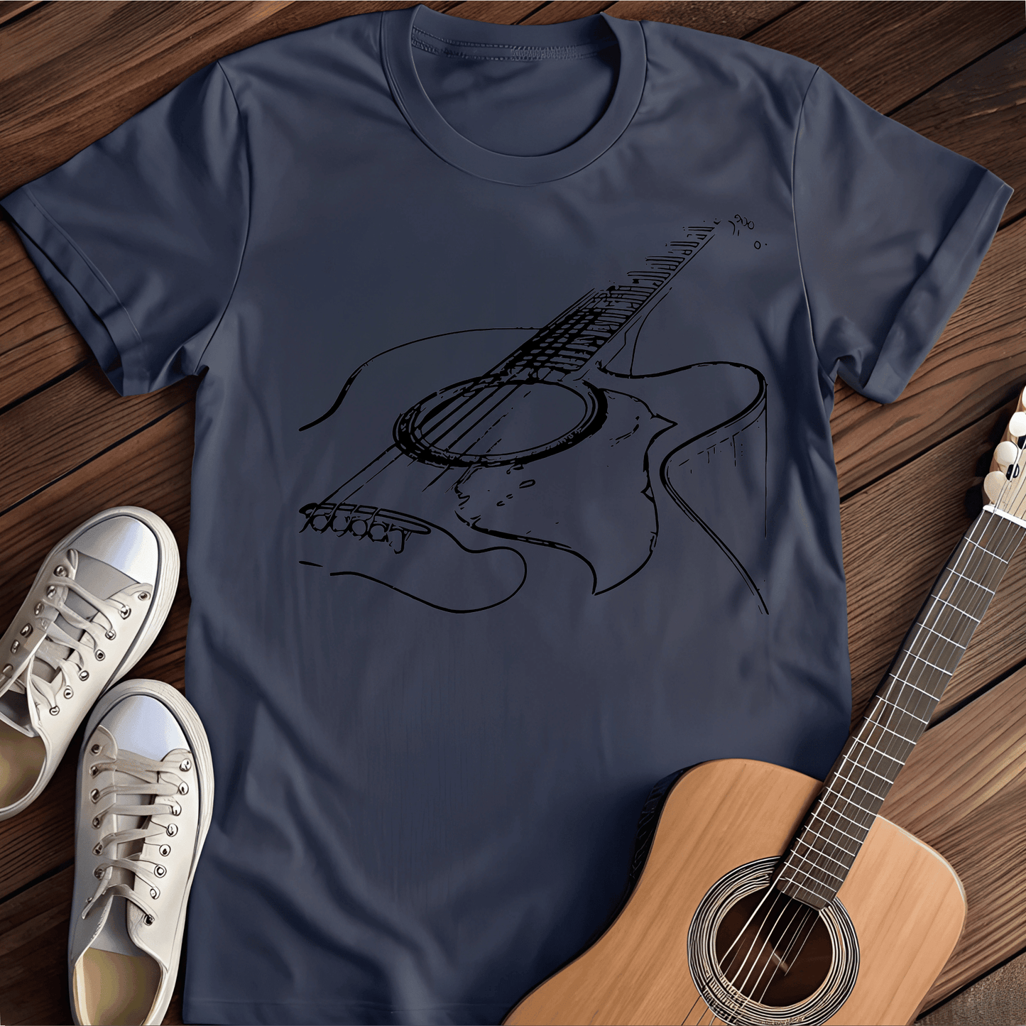 Printify T-Shirt Navy / S Guitar Silhouette Tee