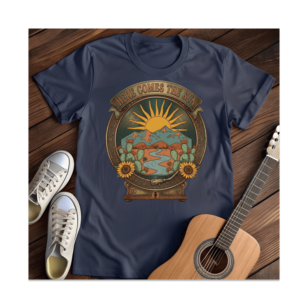 Printify T-Shirt Navy / S Here Comes The Sun T-Shirt