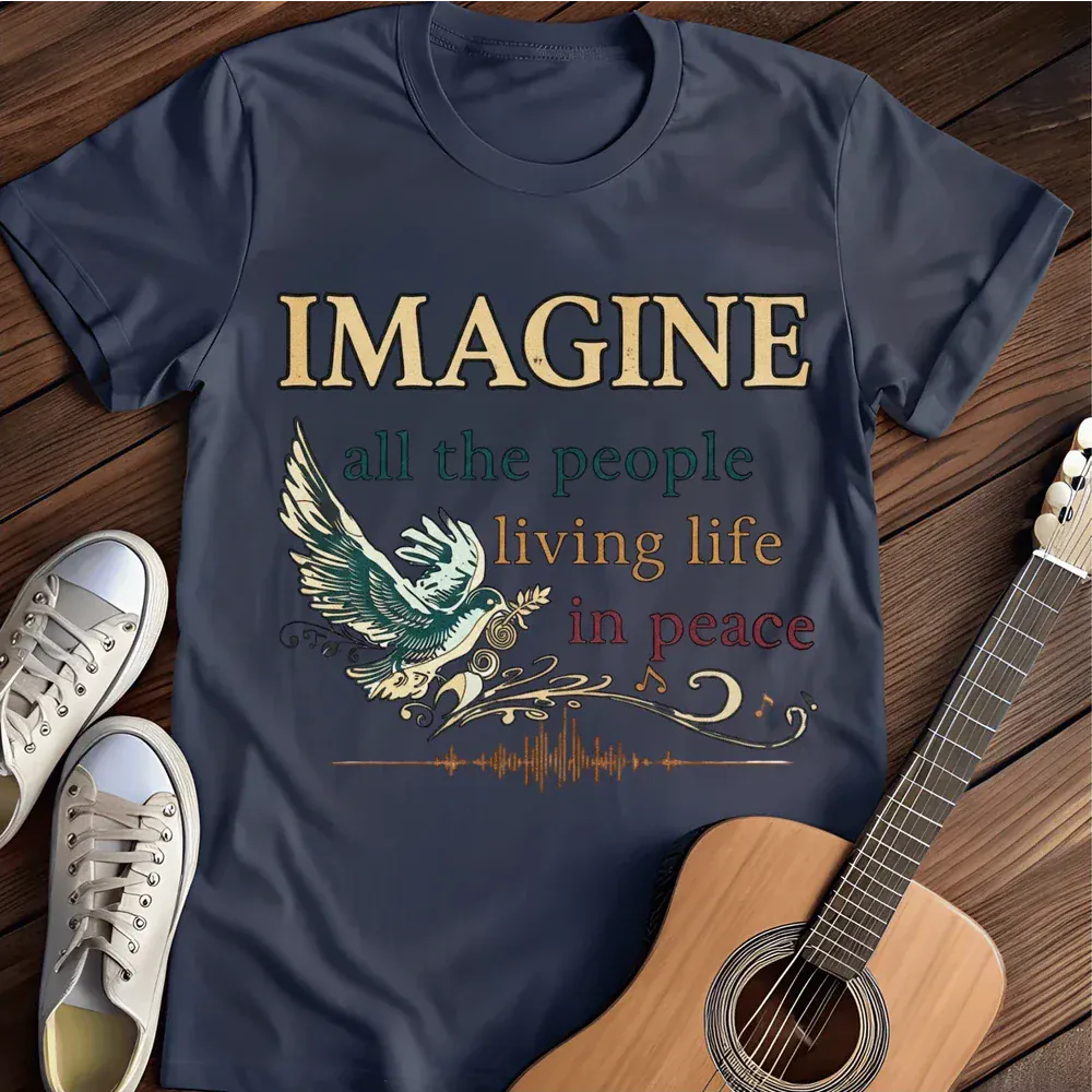 Printify T-Shirt Navy / S Imagine All The People T Shirt