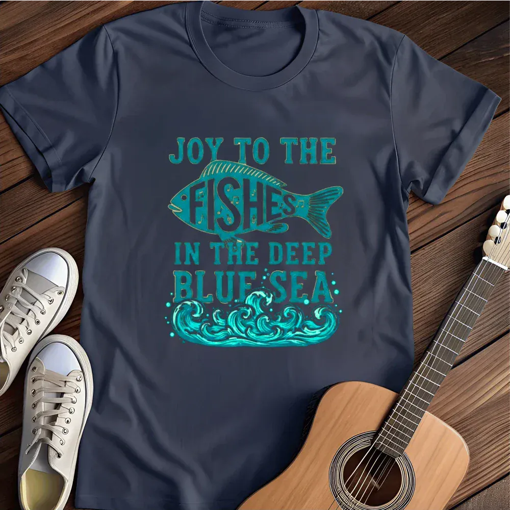 Printify T-Shirt Navy / S Joy To The Fishes T Shirt