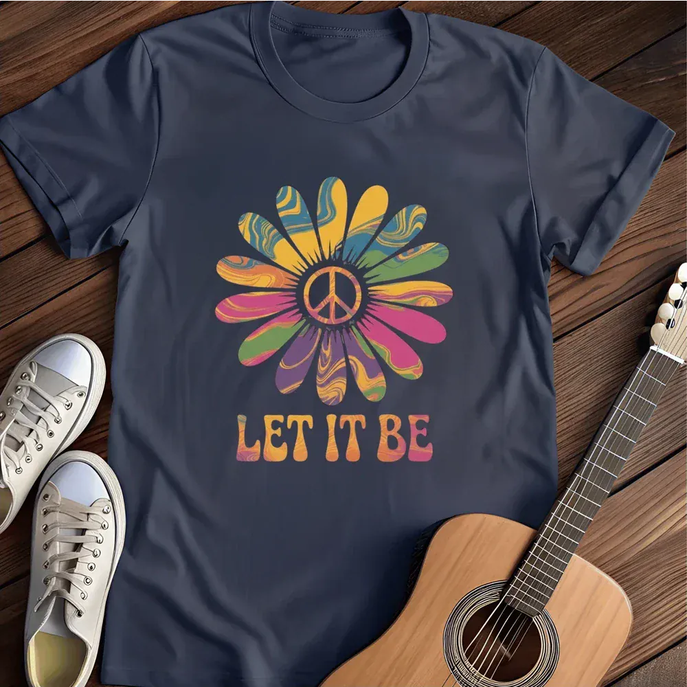 Printify T-Shirt Navy / S Let It Be V T Shirt