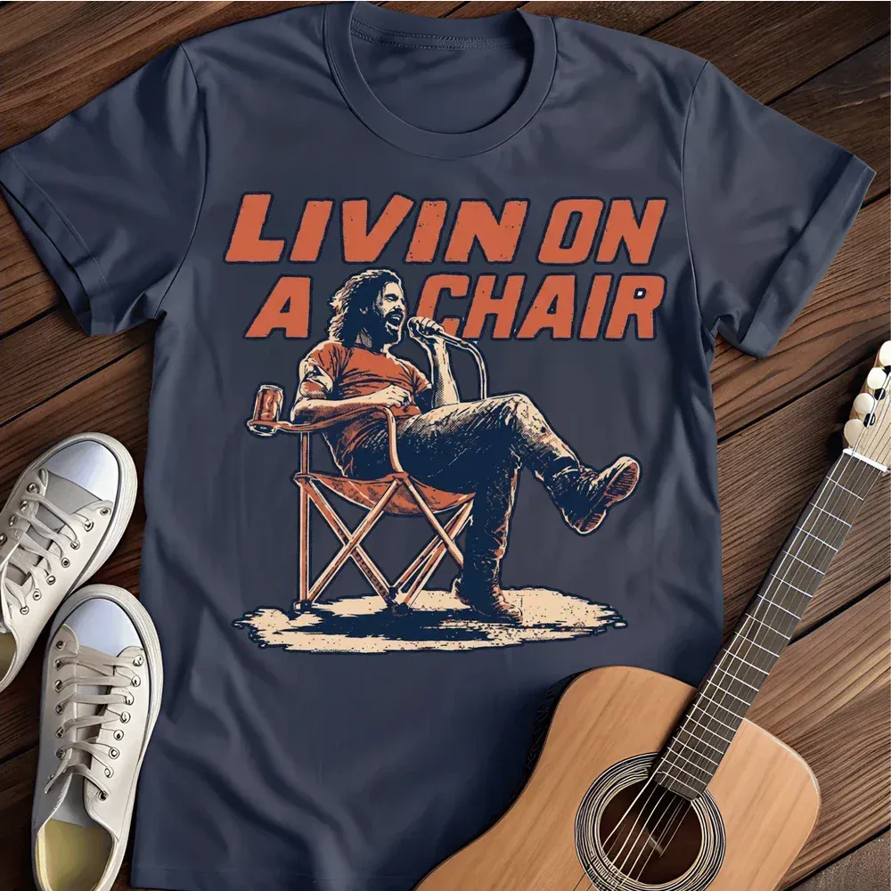 Printify T-Shirt Navy / S Living On A Chair T Shirt