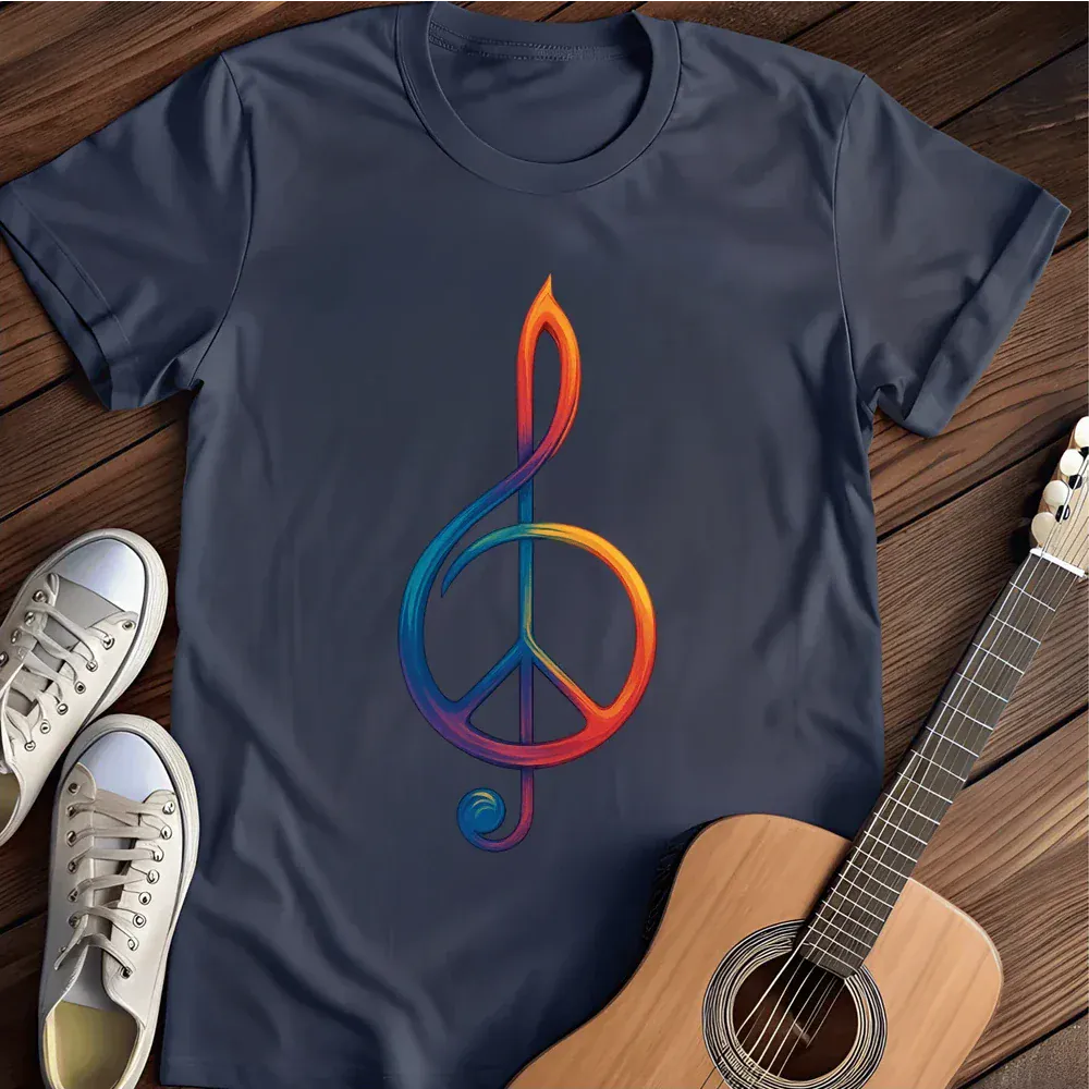 Printify T-Shirt Navy / S Long Musical Note T Shirt