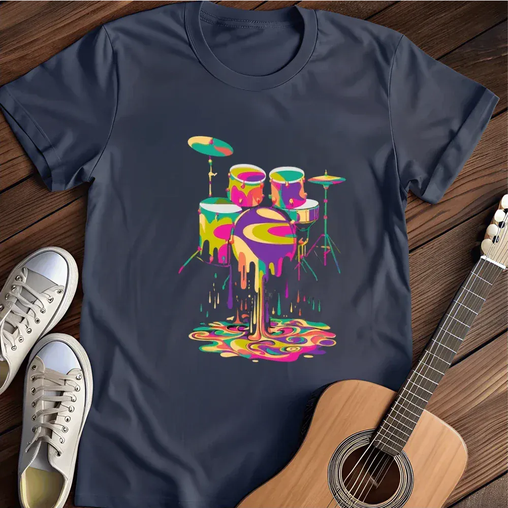Printify T-Shirt Navy / S Melting Drums T Shirt