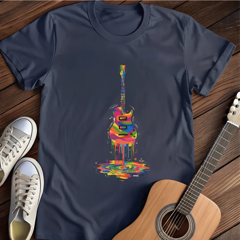Printify T-Shirt Navy / S Melting Guitar T Shirt