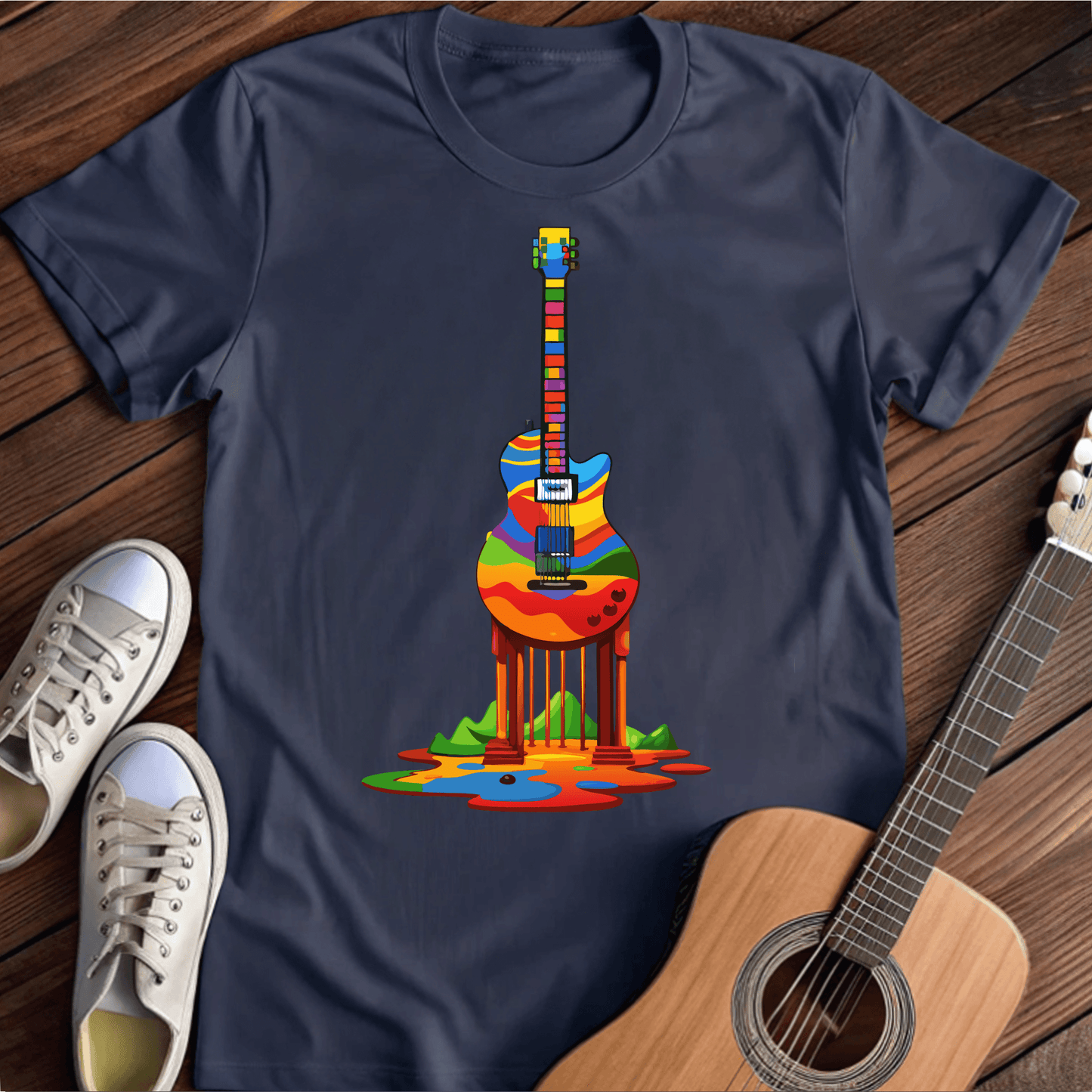 ⭐️⭐️⭐️⭐️⭐️ T-Shirt Navy / S Melting Guitar T-Shirt