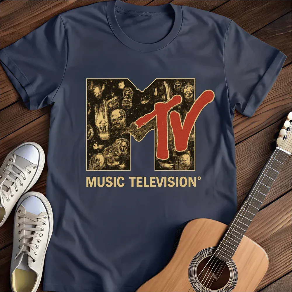Printify T-Shirt Navy / S Mtv Logo Music Television T Shirt