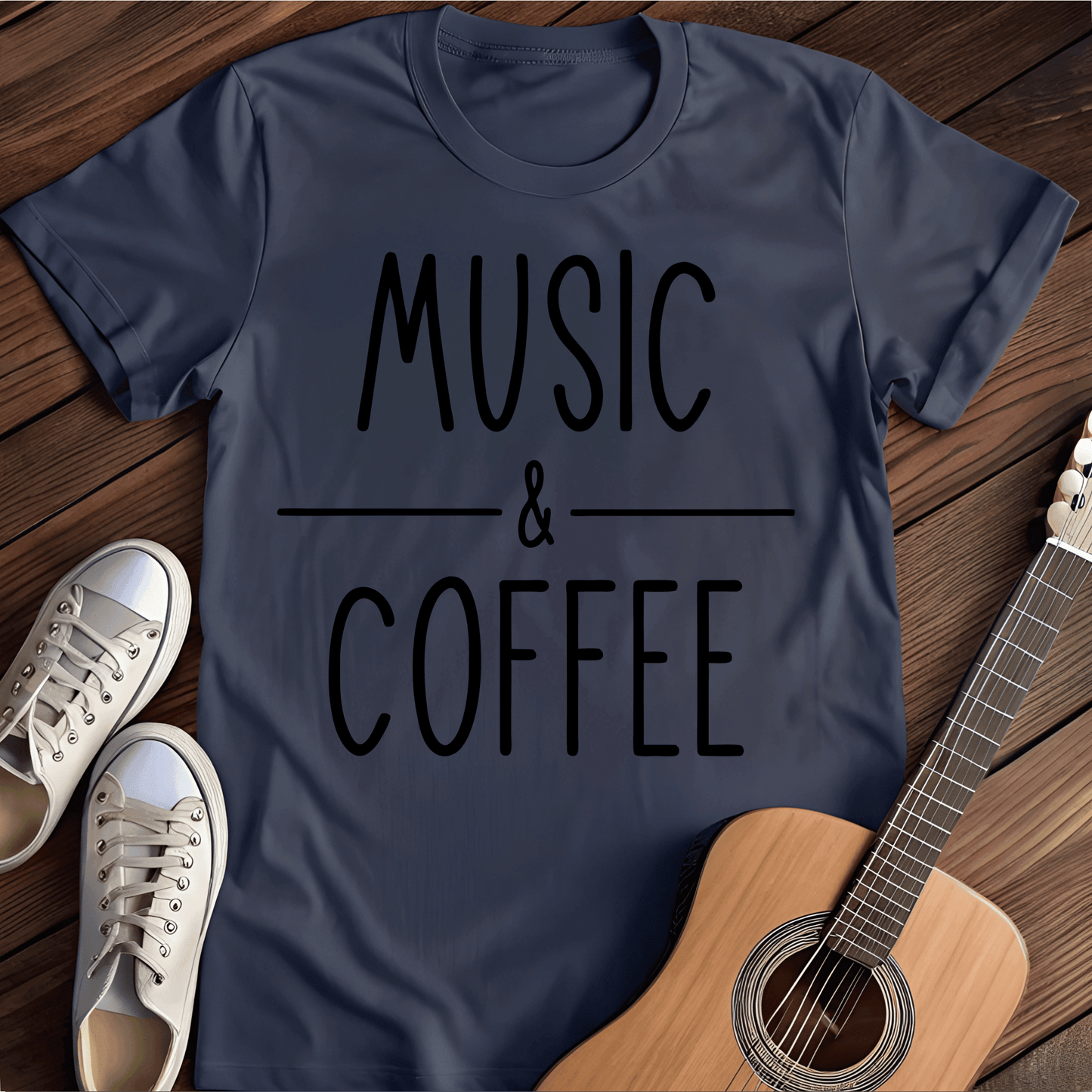 Printify T-Shirt Navy / S Music and Coffee (2) Tee