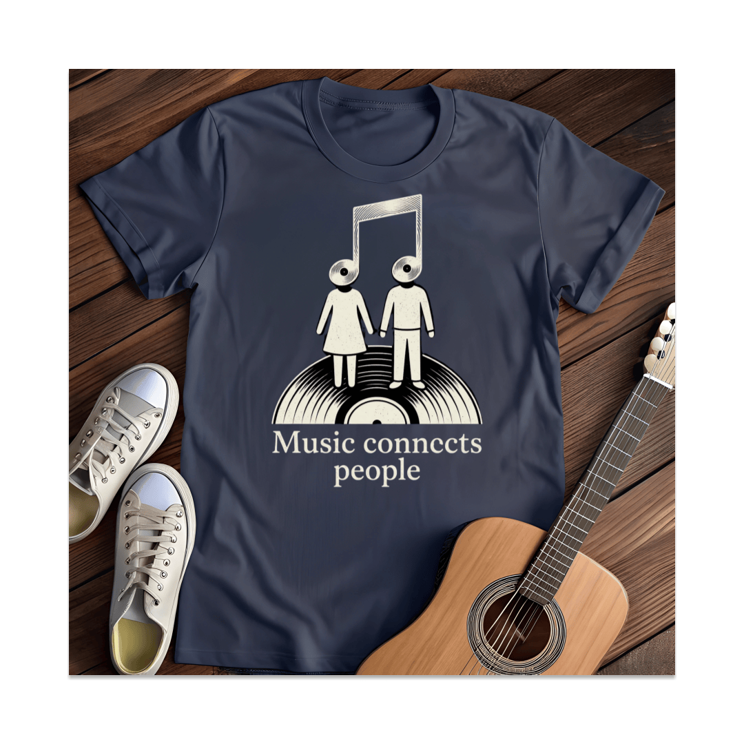 Printify T-Shirt Navy / S Music Connects People T-Shirt
