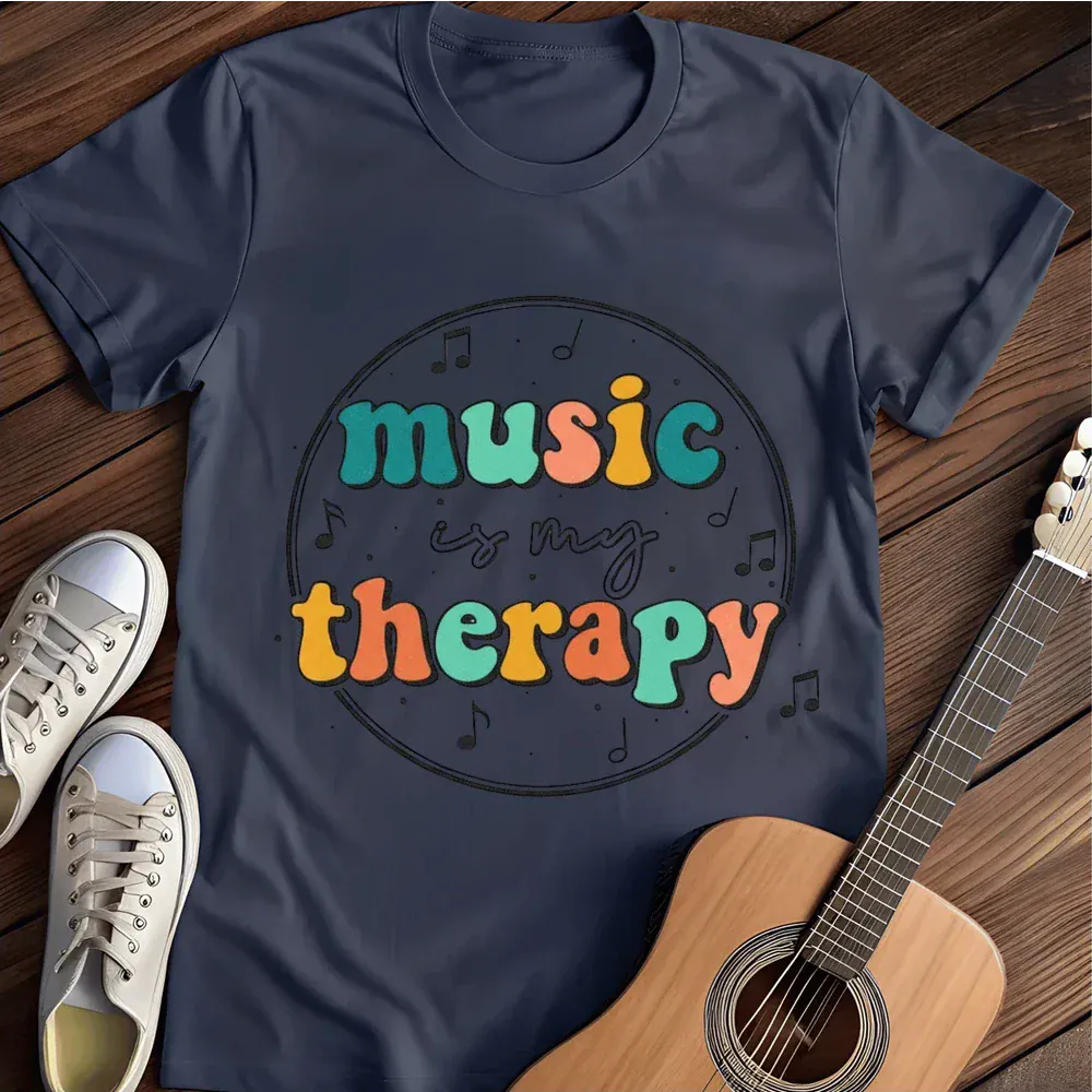 Printify T-Shirt Navy / S Music Is My Therapy T Shirt