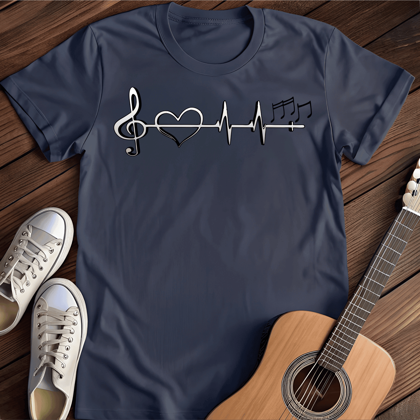 Printify T-Shirt Navy / S Music Love Tee