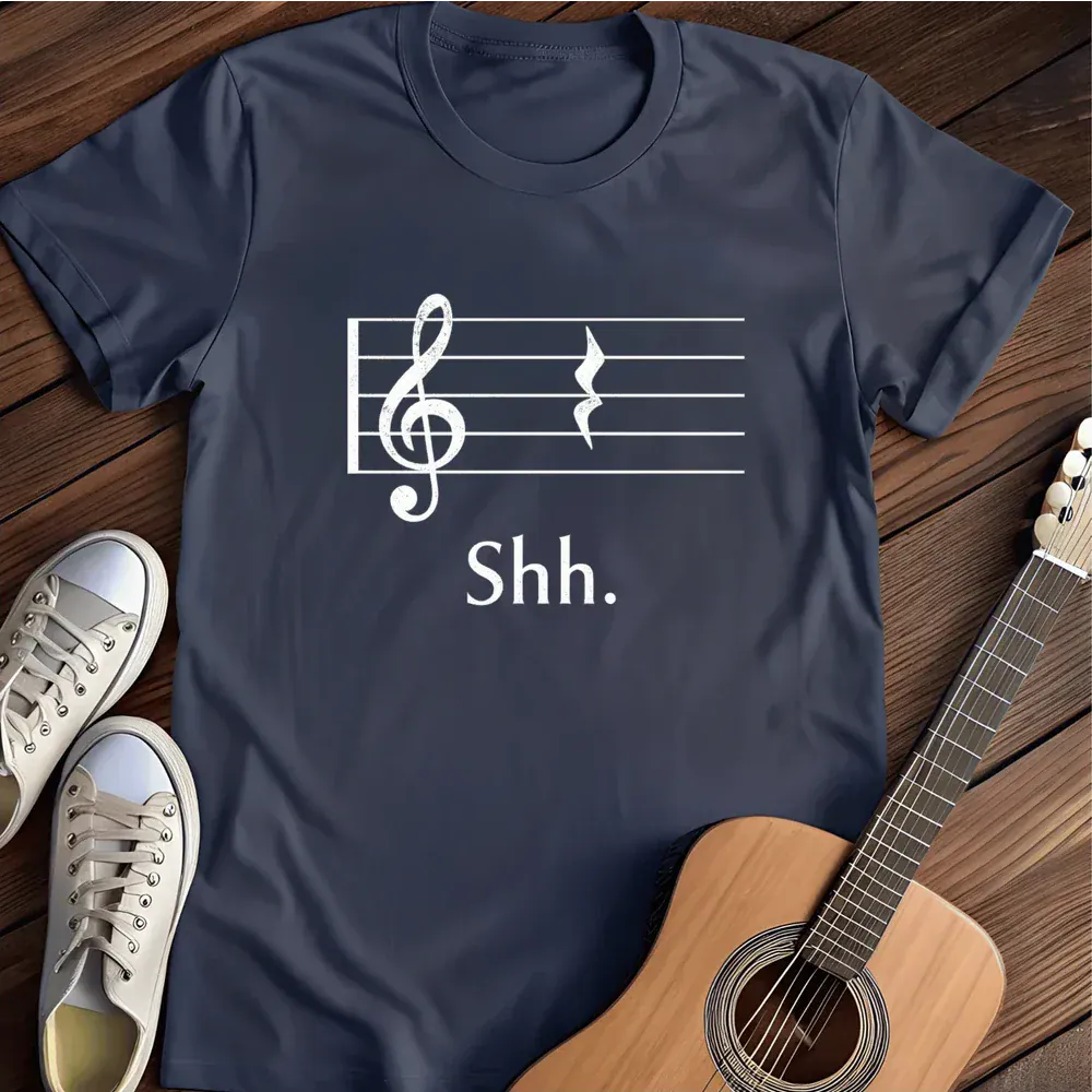 Printify T-Shirt Navy / S Music Quarter Rest Fermata Shhhh T Shirt