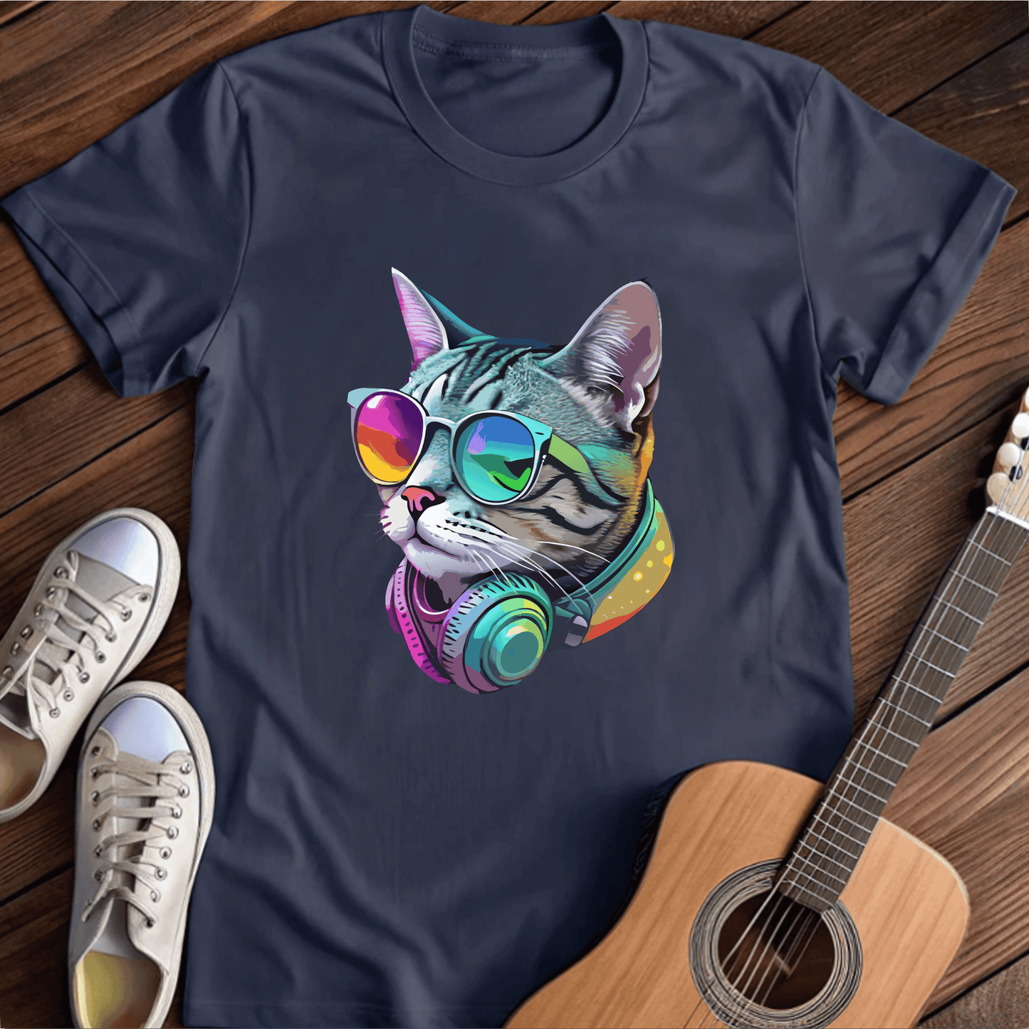 ⭐️⭐️⭐️⭐️⭐️ T-Shirt Navy / S Musical Cat T-Shirt