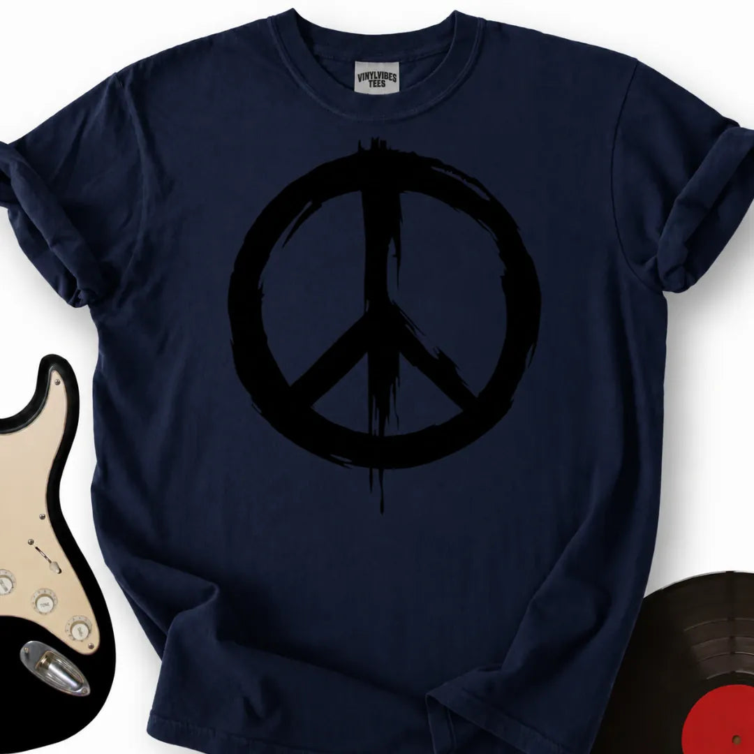 Printify T-Shirt Navy / S Peace Brushed T-Shirt
