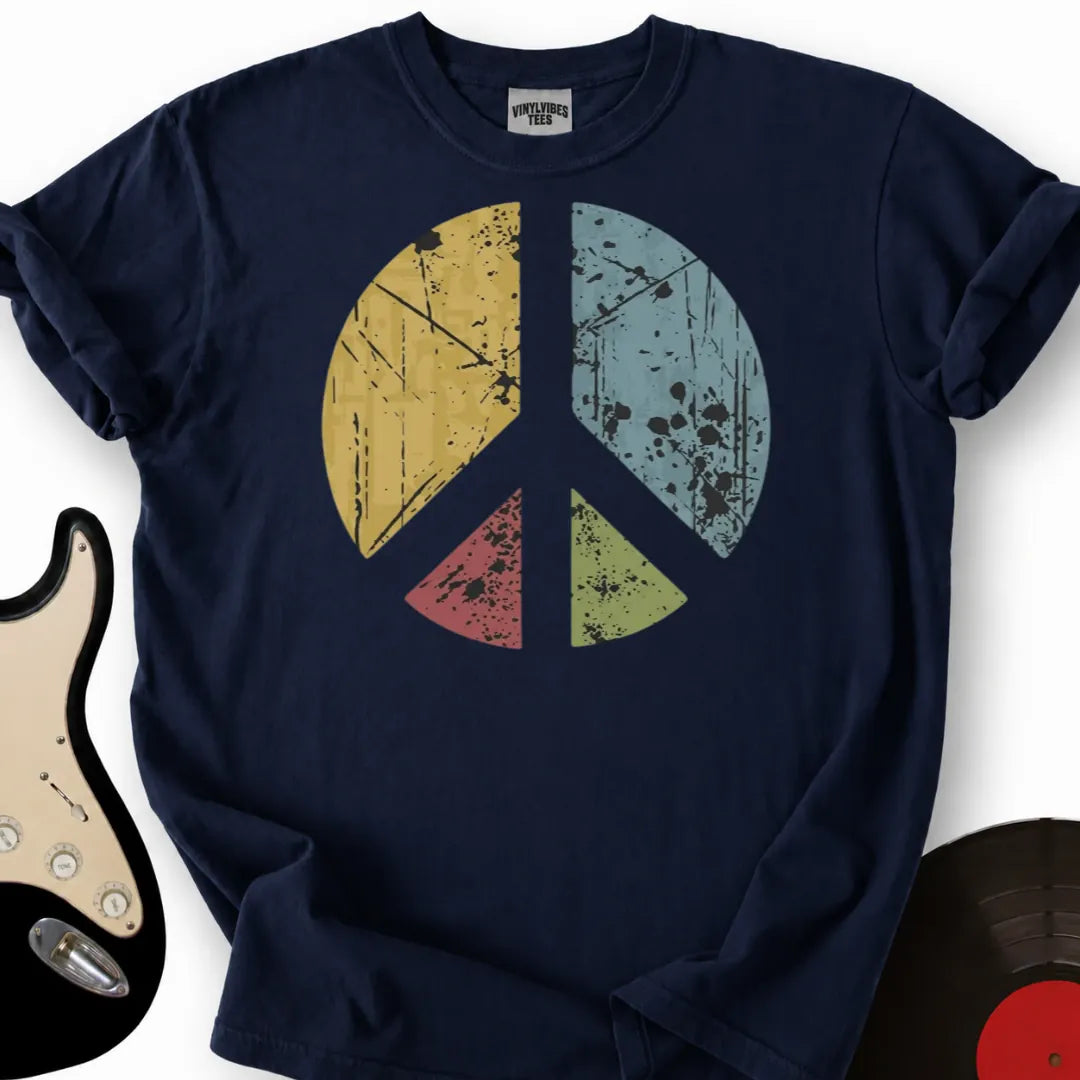 Printify T-Shirt Navy / S Peace Colored T-Shirt